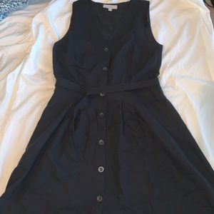Black, button front dress